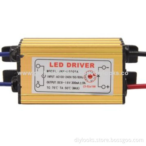 LED Driver with 2-pin JST Connector Cable, for 1-3 x 1W LED Floodlight Lamp